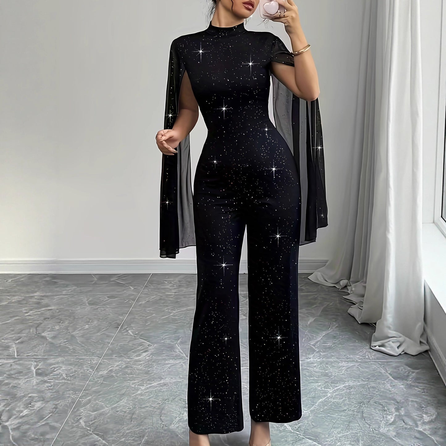 Celestine Lantern-Sleeve Jumpsuit