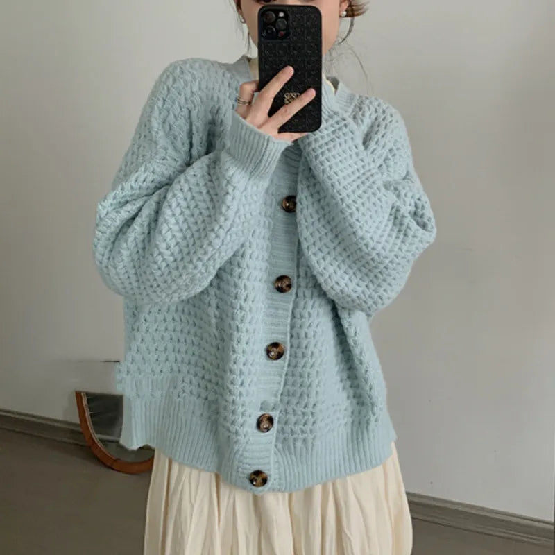 Loose Single-breasted Sweater Coat