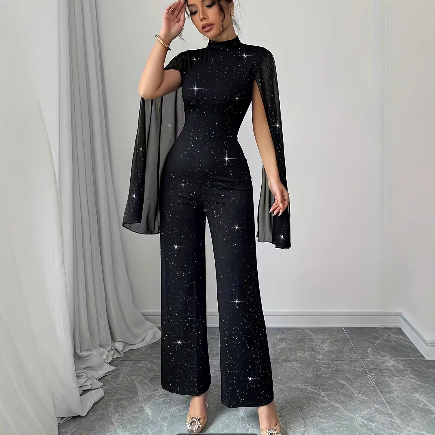 Celestine Lantern-Sleeve Jumpsuit