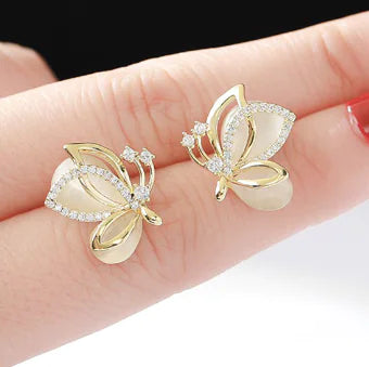 Opal Butterfly Stud Earrings