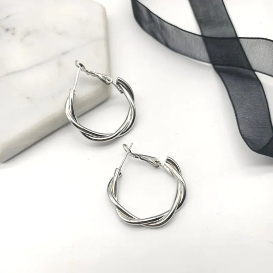 Minimalist Knotted Silver Earrings