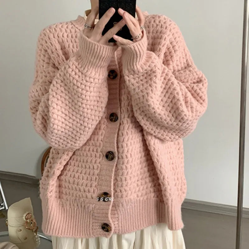 Loose Single-breasted Sweater Coat
