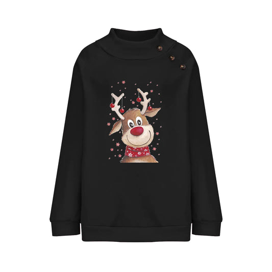 Fawn Loose Long Sleeve Christmas Sweatshirt