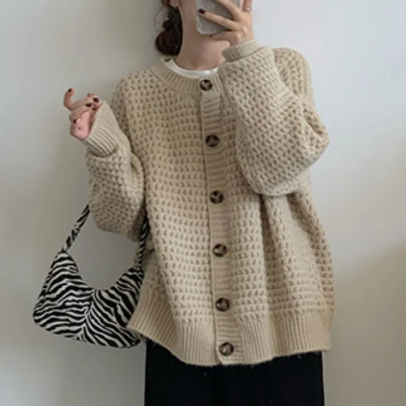 Loose Single-breasted Sweater Coat
