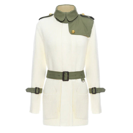 Knitted Lace-up Trench Coat