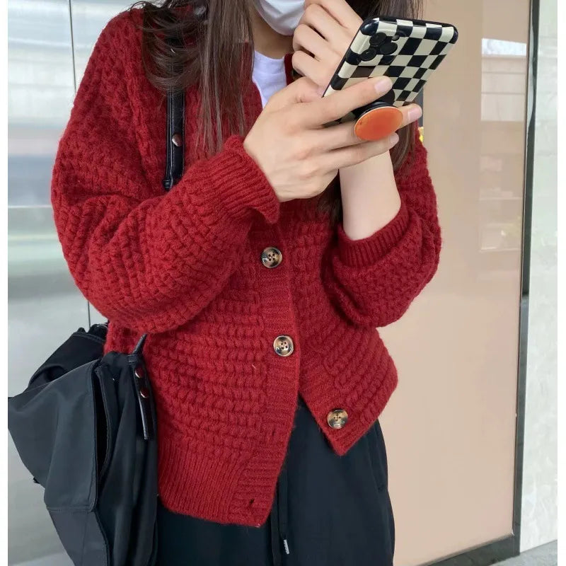 Loose Single-breasted Sweater Coat