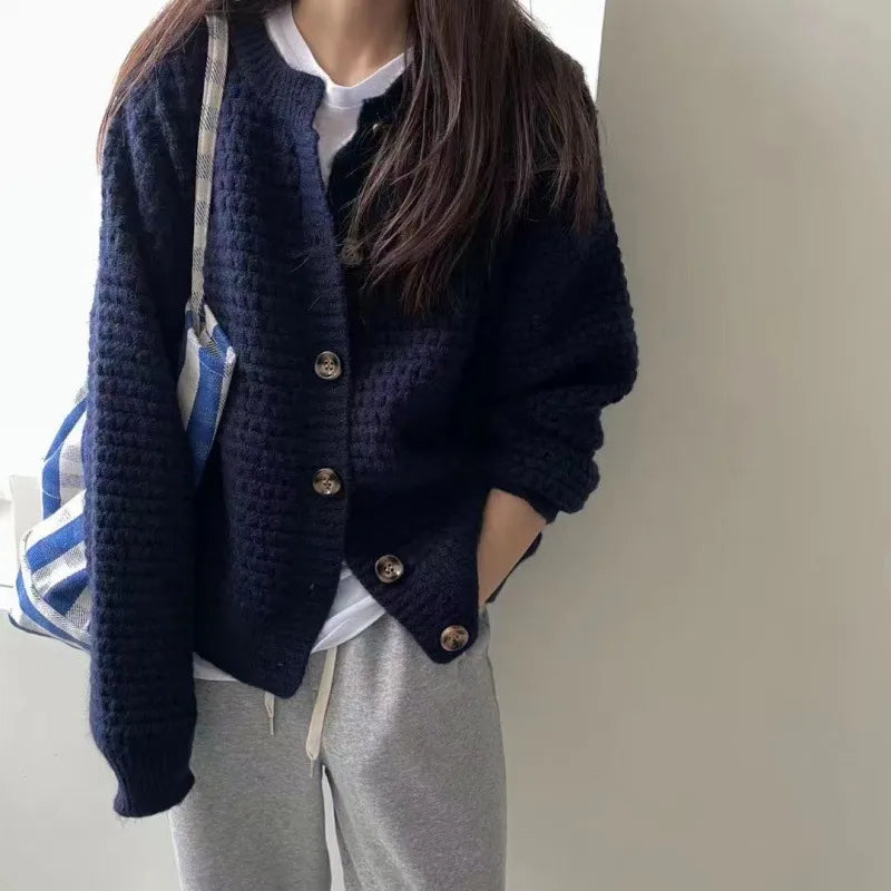 Loose Single-breasted Sweater Coat