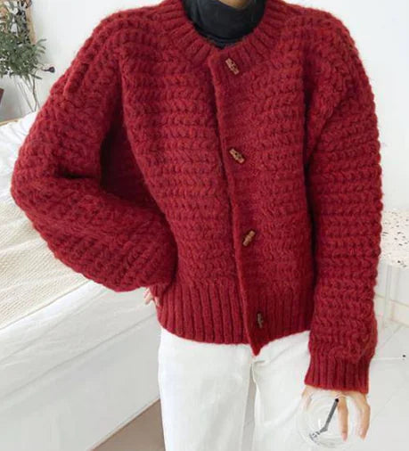 Loose Single-breasted Sweater Coat