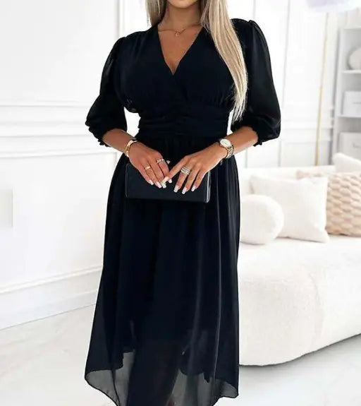 V-Neck Chiffon Dress
